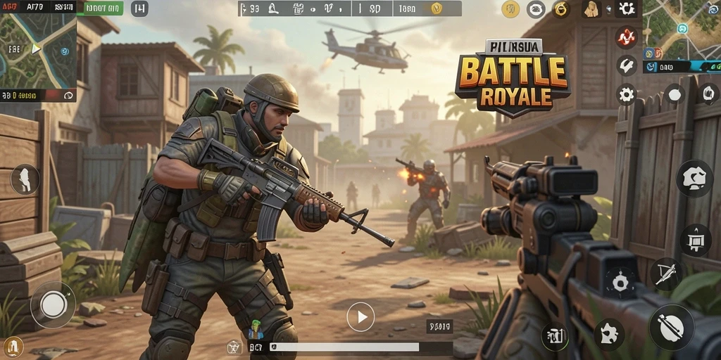 Screenshot API77 menampilkan pertempuran seru dalam mode Battle Royale.