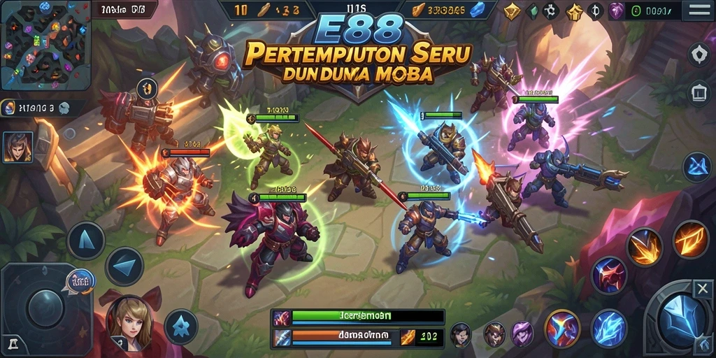Gameplay seru E88 dalam aksi pertempuran MOBA.