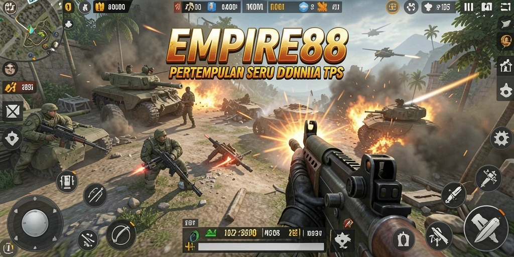 Tampilan gameplay menegangkan dalam EMPIRE88 dengan aksi TPS yang mendebarkan.