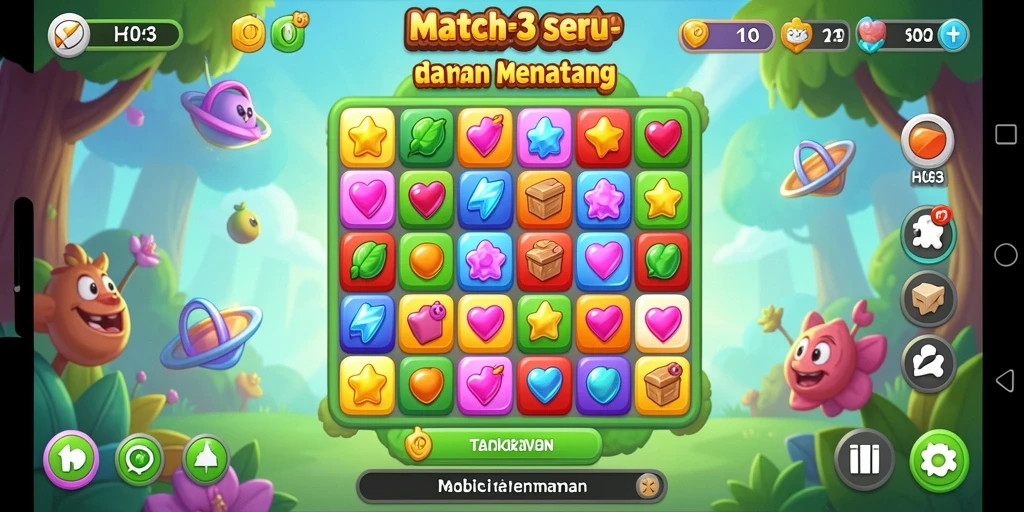 Tangkapan layar H03 menampilkan gameplay seru dari level Match-3.
