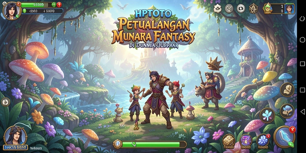 Tangkapan layar HPTOTO menampilkan karakter petualang di dunia fantastis.