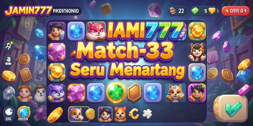 Gameplay seru JAMIN777 dalam match-3 penuh warna.