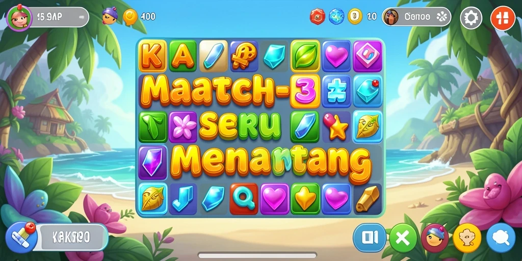 Gameplay KAKRP yang seru dan penuh tantangan dalam Match-3.