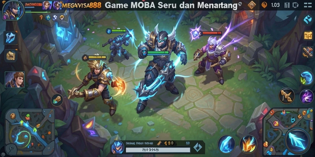 Tampilan gameplay seru dalam pertempuran MOBA di MEGAVISA88.
