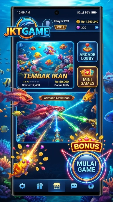 Tampilan antarmuka jktgame yang user-friendly.